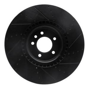 Land Rover Defender 110 Brake Rotor (1) - Front Left - R1 Concepts - Drilled & Slotted - Black - `18-`25